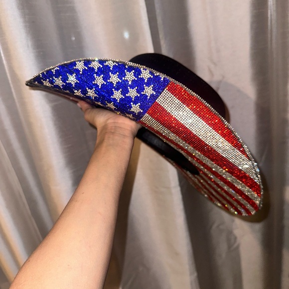 COPY - American flag USA Rhinestone cowboy hat - Picture 5 of 6